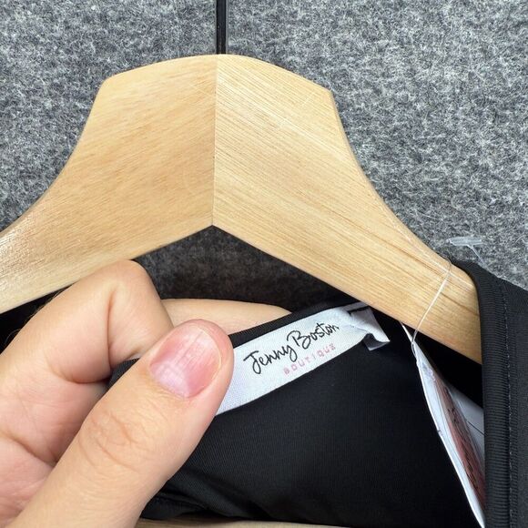 New Jenny Boston Jumpsuit Women S Small Black V-Neck Short Sleeve Hoook & Eye - Picture 4 of 8